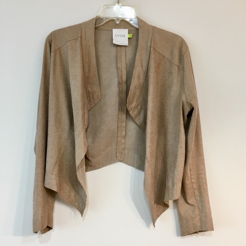 LYSSÉ FAUX LEATHER ASYMMETRIC PEBBLED TAN JACKET - Picture 1 of 5